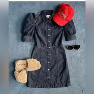 Frame Gillian Puff Sleeve Denim Dress